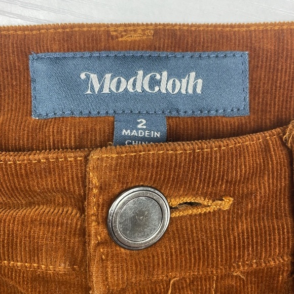 Modcloth Teaching Ease Mid-Rise Corduroy Skinny Pants Preppy Academia Brown 2 - Picture 7 of 9